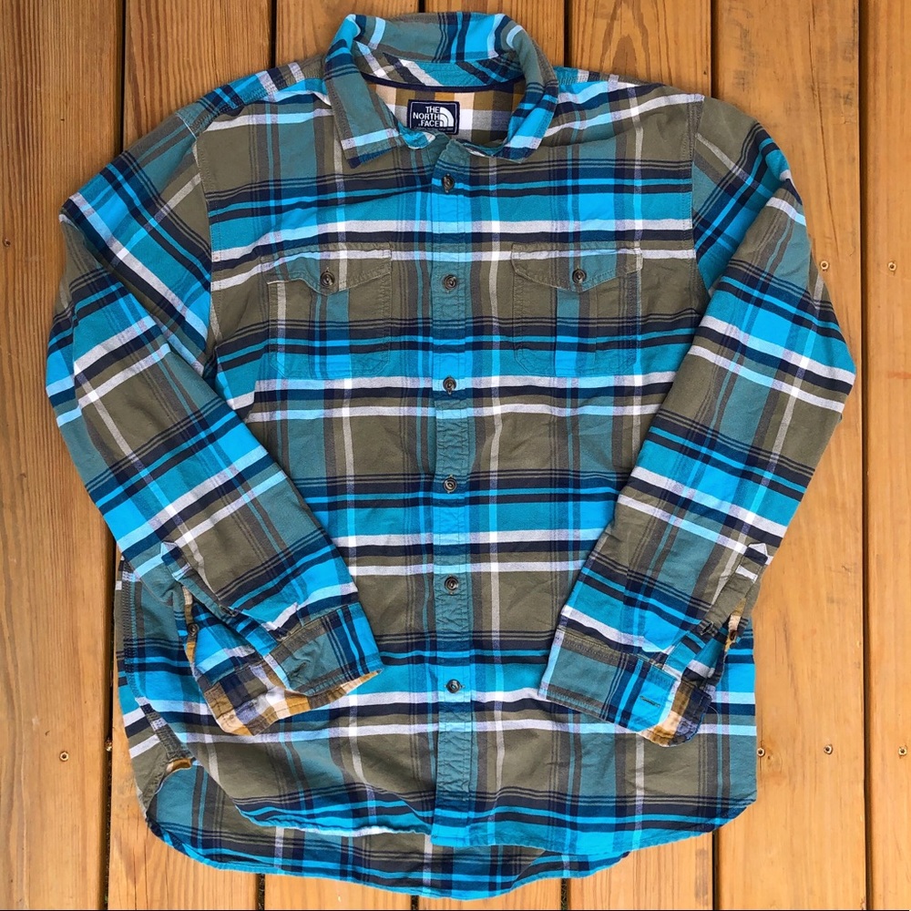 Men’s The North Face Blue Button Down Flannel